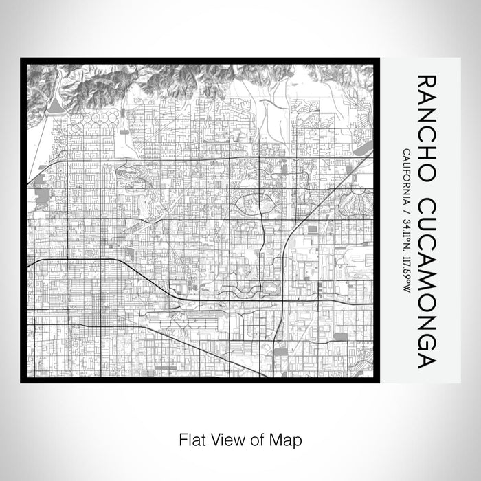 Rendered View of Rancho Cucamonga California Map on 20oz Stainless Steel Insulated Bottle with Bamboo Top with printed classic style map