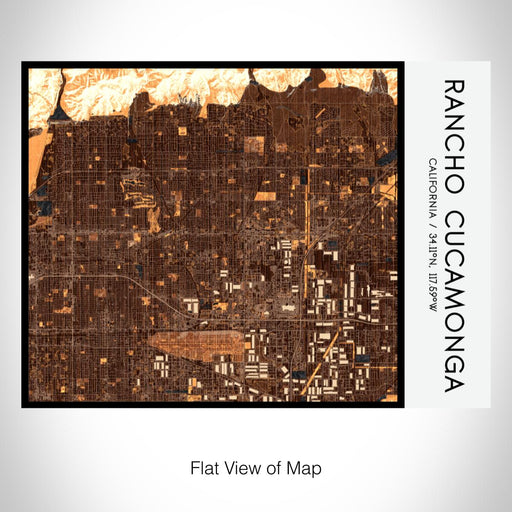 Rendered View of Rancho Cucamonga California Map on 20oz Stainless Steel Insulated Bottle with Bamboo Top with printed ember style map