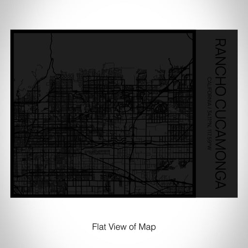 Rendered View of Rancho Cucamonga California Map on 20oz Stainless Steel Insulated Bottle with Bamboo Top in Matte Black with printed Tactile Lines Map in Black