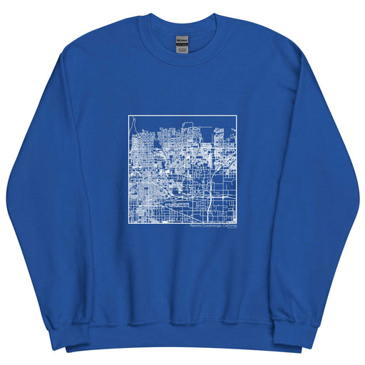 Rancho Cucamonga California  Map Unisex Crewneck Sweater with City inscription in Royal Blue