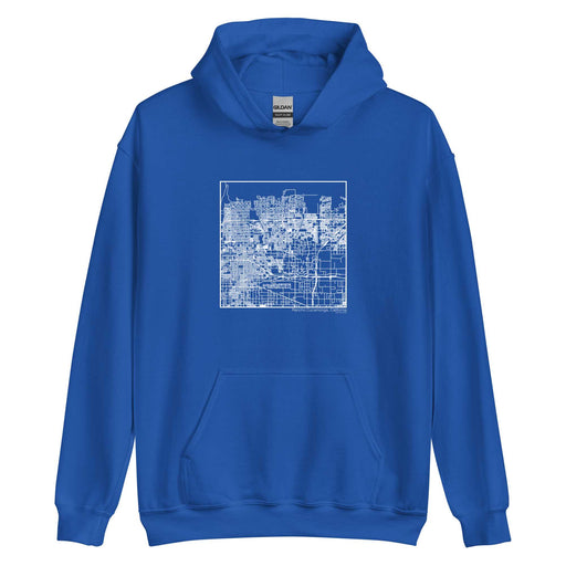 Rancho Cucamonga California  Map Unisex Hoodie Sweater with City inscription in Royal Blue