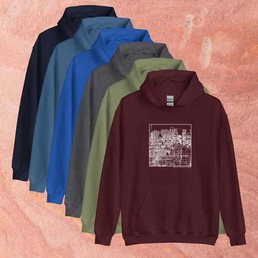 Rancho Cucamonga California  Map Unisex Hoodie Sweaters in Multiple Colors