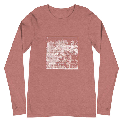 Rancho Cucamonga California  Map Unisex Long-Sleeve T-shirt with City inscription in Heather Mauve