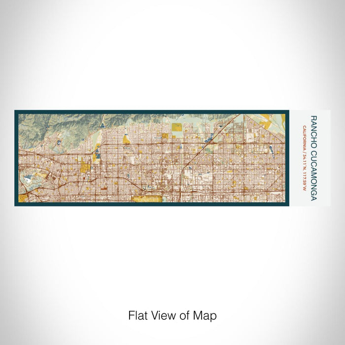 Rendered View of Rancho Cucamonga California Map on 10oz Stainless Steel Insulated Cup in Woodblock with Sliding Lid
