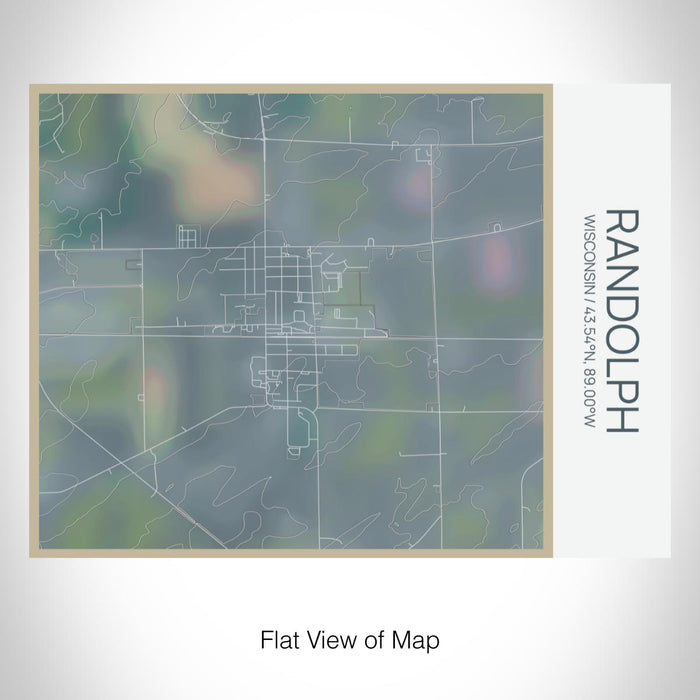 Rendered View of Randolph Wisconsin Map on 20oz Stainless Steel Insulated Bottle with Bamboo Top with printed afternoon style map
