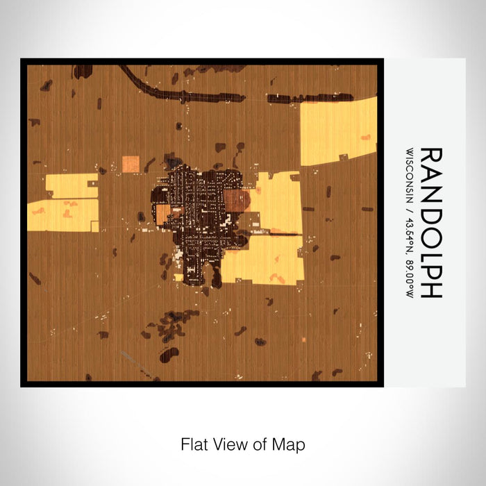 Rendered View of Randolph Wisconsin Map on 20oz Stainless Steel Insulated Bottle with Bamboo Top with printed ember style map