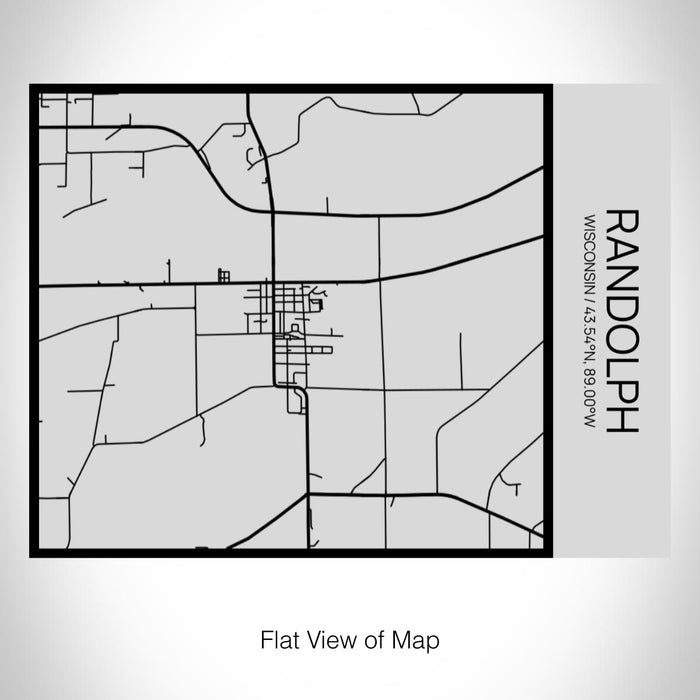 Rendered View of Randolph Wisconsin Map on 20oz Stainless Steel Insulated Bottle with Bamboo Top with printed Tactile Lines Map in Black