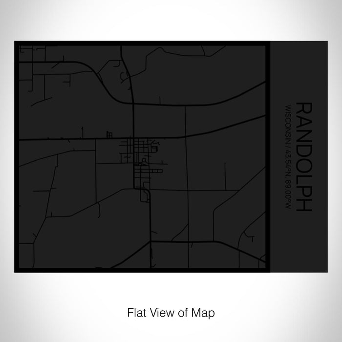 Rendered View of Randolph Wisconsin Map on 20oz Stainless Steel Insulated Bottle with Bamboo Top in Matte Black with printed Tactile Lines Map in Black