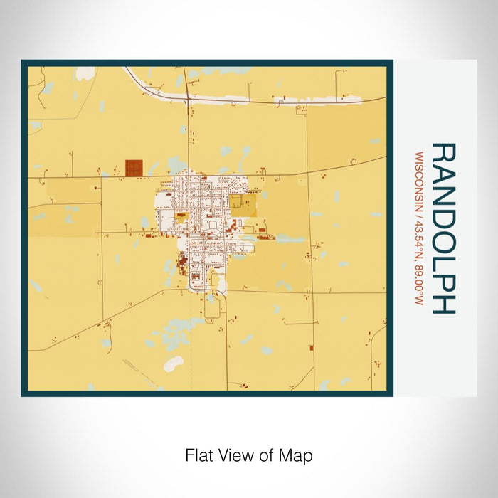 Rendered View of Randolph Wisconsin Map on 20oz Stainless Steel Insulated Bottle with Bamboo Top with printed woodblock style map