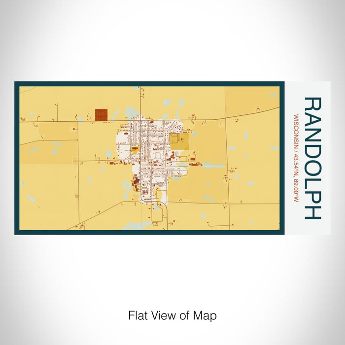 Rendered View of Randolph Wisconsin Map on 17oz Stainless Steel Insulated Bottle with printed woodblock style map