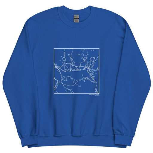 Rangeley Maine  Map Unisex Crewneck Sweater with City inscription in Royal Blue