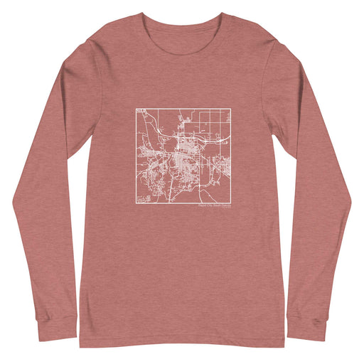 Rapid City South Dakota  Map Unisex Long-Sleeve T-shirt with City inscription in Heather Mauve