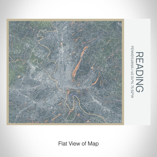 Rendered View of Reading Pennsylvania Map on 20oz Stainless Steel Insulated Bottle with Bamboo Top with printed afternoon style map
