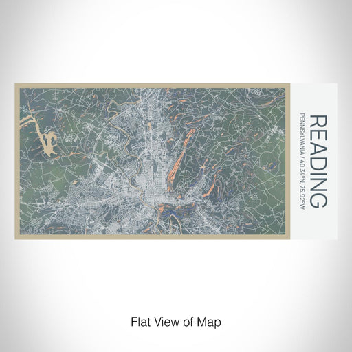 Rendered View of Reading Pennsylvania Map on 17oz Stainless Steel Insulated Bottle with printed afternoon style map