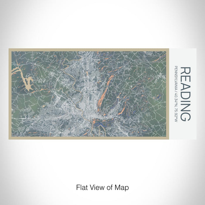 Rendered View of Reading Pennsylvania Map on 17oz Stainless Steel Insulated Bottle with printed afternoon style map