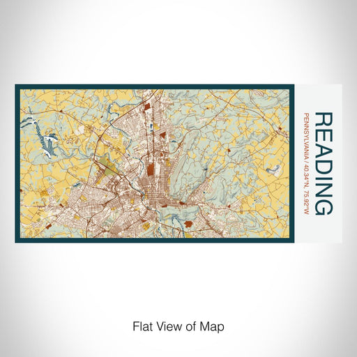 Rendered View of Reading Pennsylvania Map on 17oz Stainless Steel Insulated Bottle with printed woodblock style map