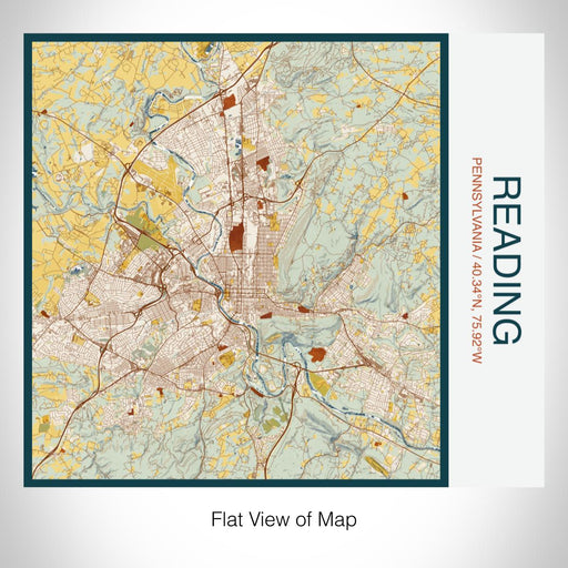 Rendered View of Reading Pennsylvania Map on 17oz Stainless Steel Insulated Tumbler in Woodblock Map Style