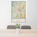 24x36 Redding California Map Print Portrait Orientation in Woodblock Style Behind 2 Chairs Table and Potted Plant