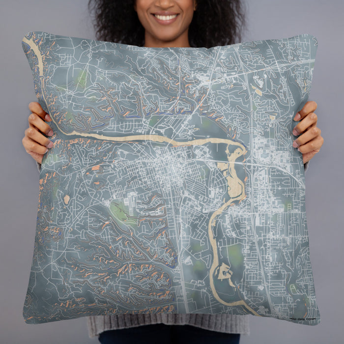 Person holding 22x22 Custom Redding California Map Throw Pillow in Afternoon