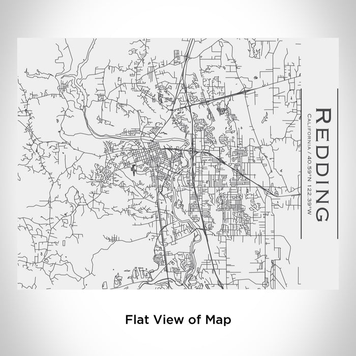 Rendered View of Redding California Map Engraving on 20oz Stainless Steel Insulated Bottle with Bamboo Top in White