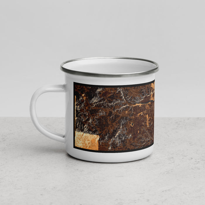 Left View Custom Redding California Map Enamel Mug in Ember