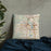 Custom Redding California Map Throw Pillow in Woodblock on Bedding Against Wall