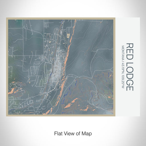 Rendered View of Red Lodge Montana Map on 20oz Stainless Steel Insulated Bottle with Bamboo Top with printed afternoon style map
