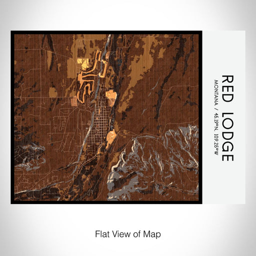 Rendered View of Red Lodge Montana Map on 20oz Stainless Steel Insulated Bottle with Bamboo Top with printed ember style map