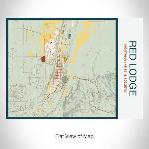 Rendered View of Red Lodge Montana Map on 20oz Stainless Steel Insulated Bottle with Bamboo Top with printed woodblock style map
