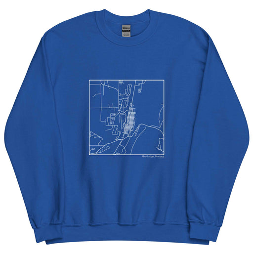 Red Lodge Montana  Map Unisex Crewneck Sweater with City inscription in Royal Blue
