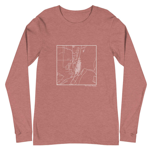 Red Lodge Montana  Map Unisex Long-Sleeve T-shirt with City inscription in Heather Mauve