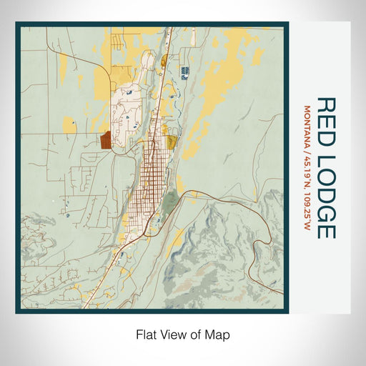 Rendered View of Red Lodge Montana Map on 17oz Stainless Steel Insulated Tumbler in Woodblock Map Style