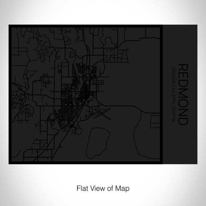 Rendered View of Redmond Oregon Map on 20oz Stainless Steel Insulated Bottle with Bamboo Top in Matte Black with printed Tactile Lines Map in Black