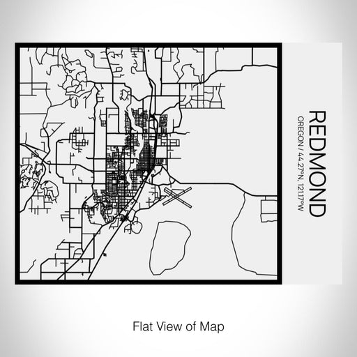 Rendered View of Redmond Oregon Map on 20oz Stainless Steel Insulated Bottle with Bamboo Top in Matte White with printed Tactile Lines Map in Black