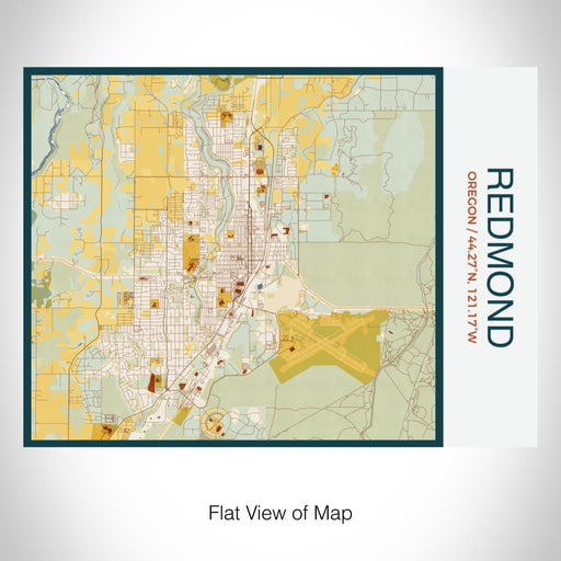 Rendered View of Redmond Oregon Map on 20oz Stainless Steel Insulated Bottle with Bamboo Top with printed woodblock style map