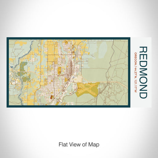 Rendered View of Redmond Oregon Map on 17oz Stainless Steel Insulated Bottle with printed woodblock style map