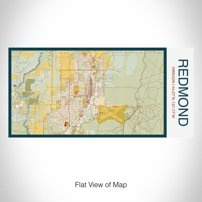 Rendered View of Redmond Oregon Map on 17oz Stainless Steel Insulated Bottle with printed woodblock style map