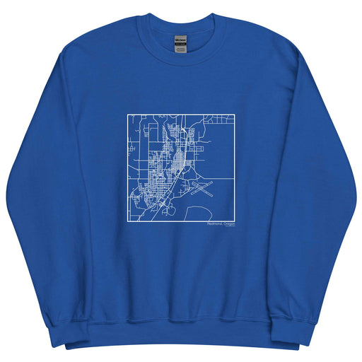 Redmond Oregon  Map Unisex Crewneck Sweater with City inscription in Royal Blue