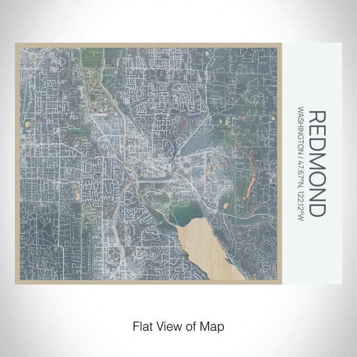 Rendered View of Redmond Washington Map on 20oz Stainless Steel Insulated Bottle with Bamboo Top with printed afternoon style map