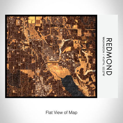 Rendered View of Redmond Washington Map on 20oz Stainless Steel Insulated Bottle with Bamboo Top with printed ember style map