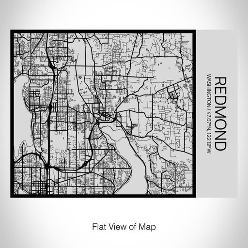 Rendered View of Redmond Washington Map on 20oz Stainless Steel Insulated Bottle with Bamboo Top with printed Tactile Lines Map in Black