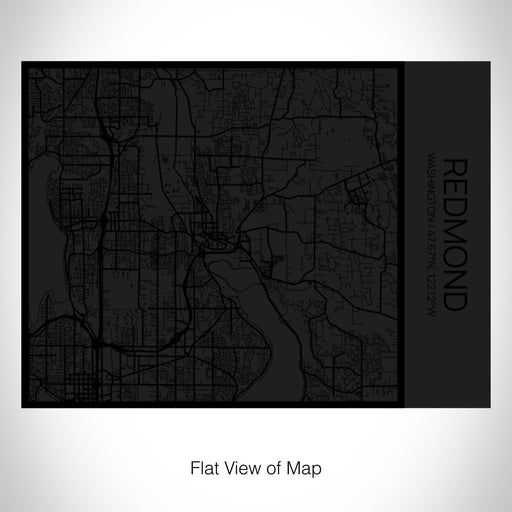 Rendered View of Redmond Washington Map on 20oz Stainless Steel Insulated Bottle with Bamboo Top in Matte Black with printed Tactile Lines Map in Black