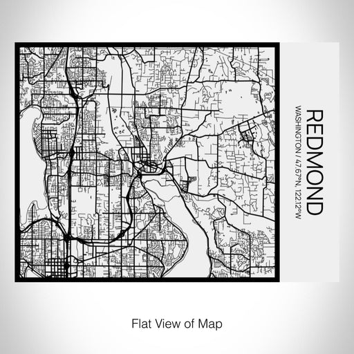 Rendered View of Redmond Washington Map on 20oz Stainless Steel Insulated Bottle with Bamboo Top in Matte White with printed Tactile Lines Map in Black
