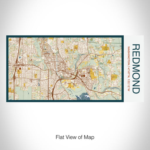 Rendered View of Redmond Washington Map on 17oz Stainless Steel Insulated Bottle with printed woodblock style map