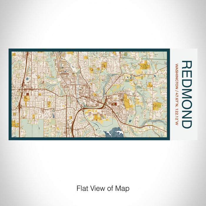 Rendered View of Redmond Washington Map on 17oz Stainless Steel Insulated Bottle with printed woodblock style map