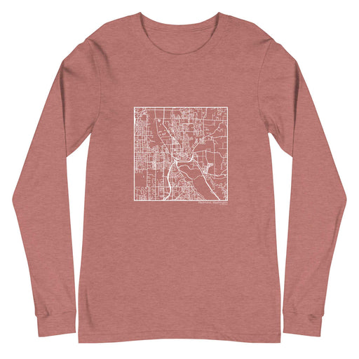 Redmond Washington  Map Unisex Long-Sleeve T-shirt with City inscription in Heather Mauve