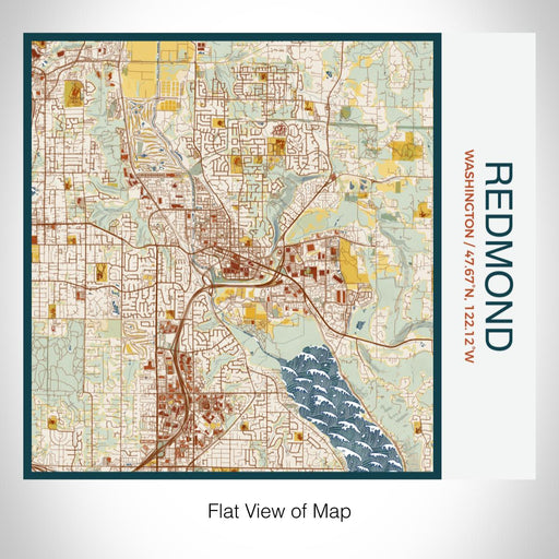 Rendered View of Redmond Washington Map on 17oz Stainless Steel Insulated Tumbler in Woodblock Map Style