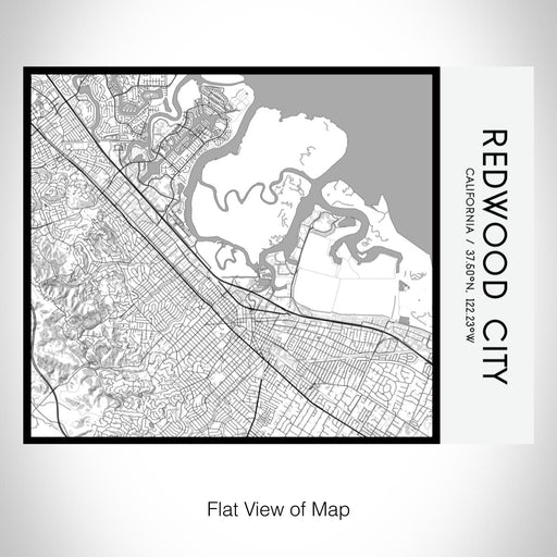 Rendered View of Redwood City California Map on 20oz Stainless Steel Insulated Bottle with Bamboo Top with printed classic style map