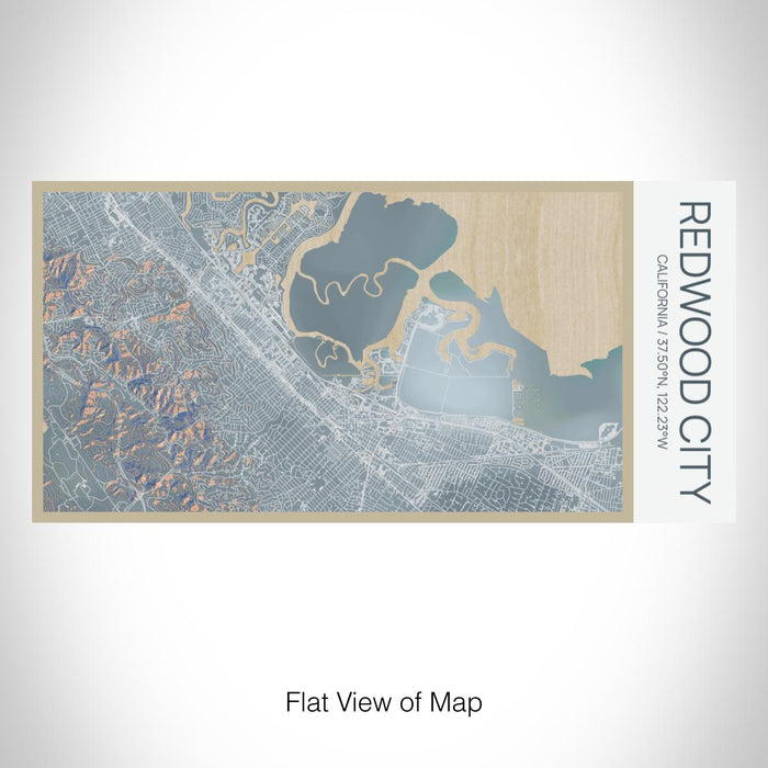 Rendered View of Redwood City California Map on 17oz Stainless Steel Insulated Bottle with printed afternoon style map