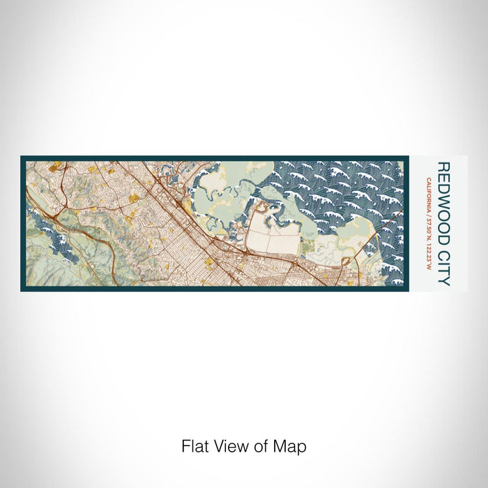 Rendered View of Redwood City California Map on 10oz Stainless Steel Insulated Cup in Woodblock with Sliding Lid